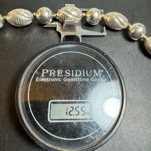 VTG Sterling Silver 925 Textured Beaded Design Necklace Size 16'' Length - Picture 7 of 8